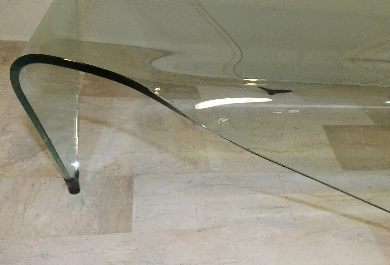 Hanki Coffee Table in Curved and Ground Glass from Rimadesio, Italy, 1970s 2