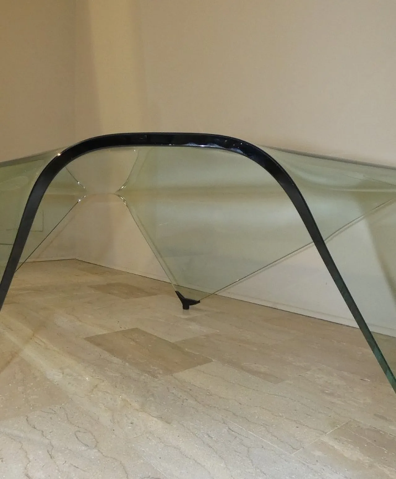 Hanki Coffee Table in Curved and Ground Glass from Rimadesio, Italy, 1970s 3