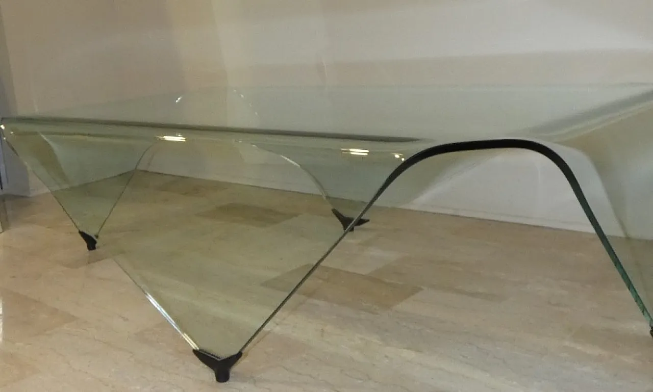 Hanki Coffee Table in Curved and Ground Glass from Rimadesio, Italy, 1970s 4