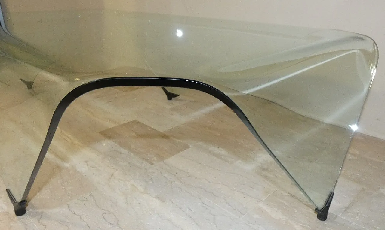 Hanki Coffee Table in Curved and Ground Glass from Rimadesio, Italy, 1970s 12