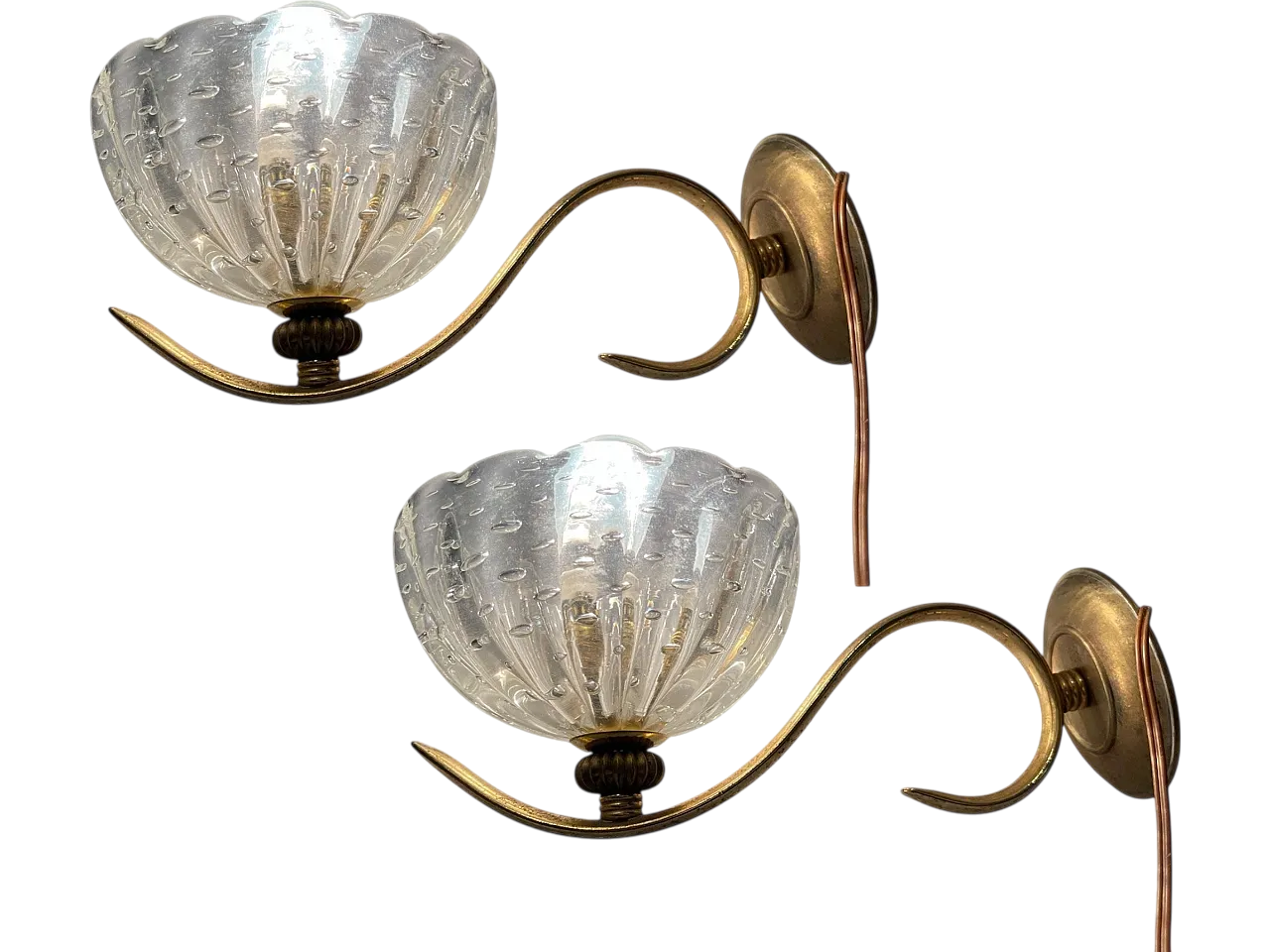 Murano Glass Pulegoso Brass sconces Set of 2 14