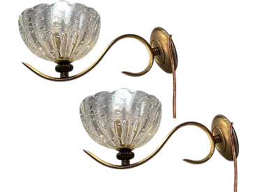 Murano Glass Pulegoso Brass sconces Set of 2