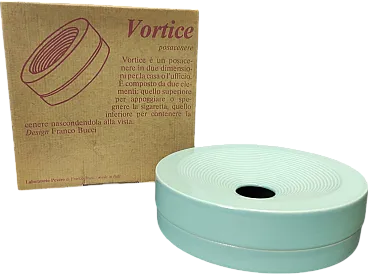 Vortice ashtray in turquoise ceramic by F. Bucci, 1970s