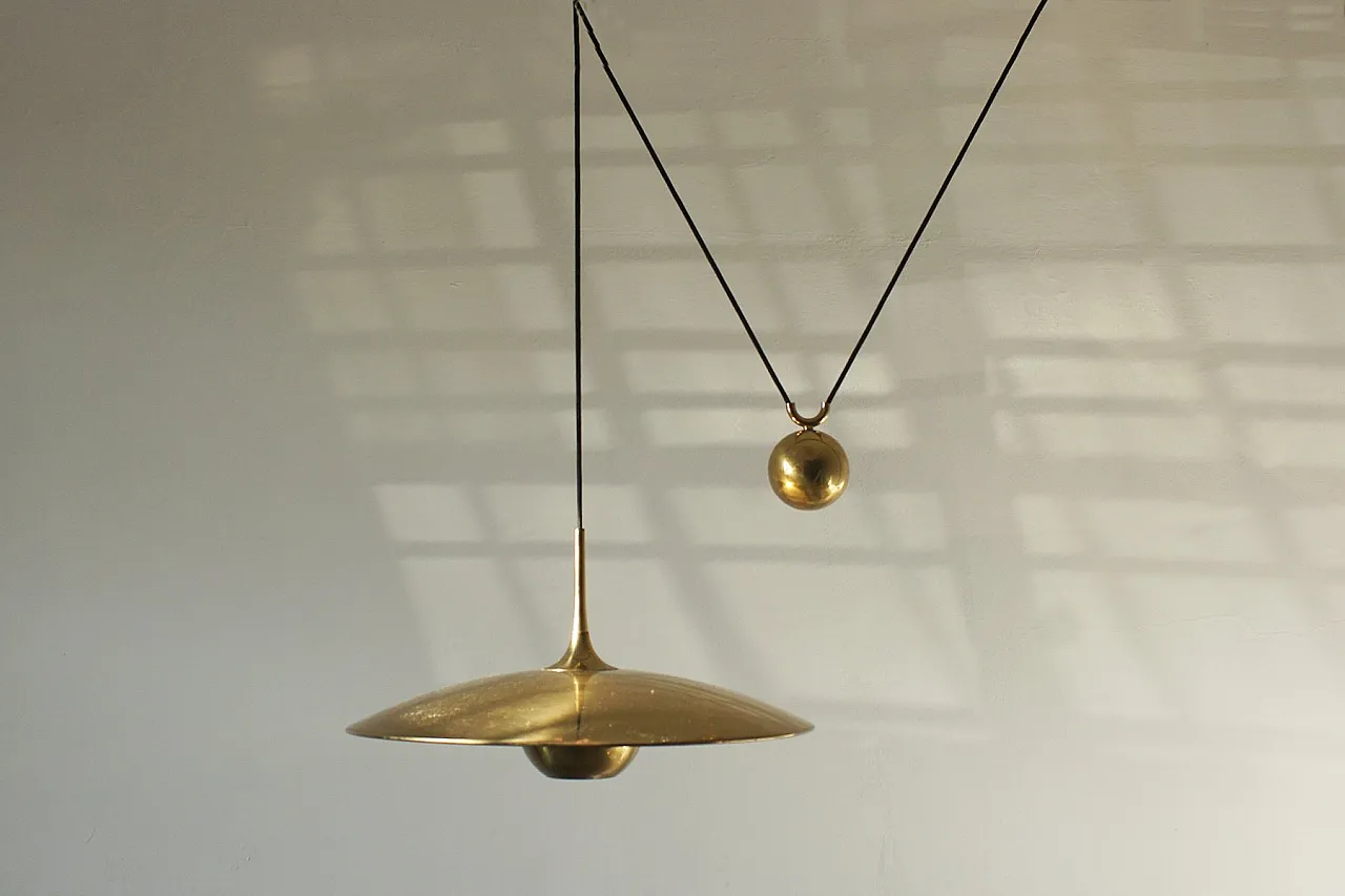 Onos 55 brass pendant lamp by Florian Schulz, 1970s 1