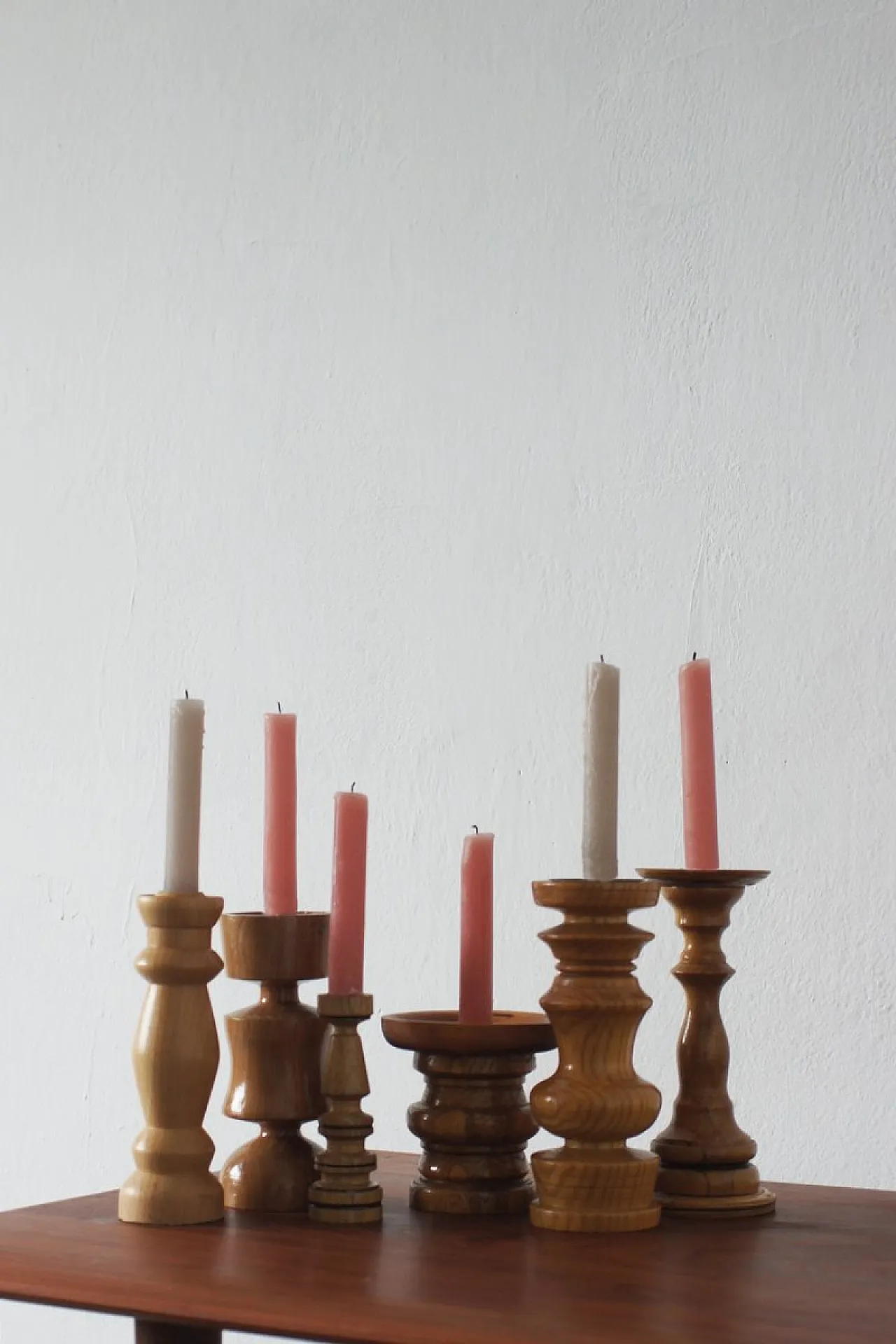 6 Wooden candleholders, 1970s 2