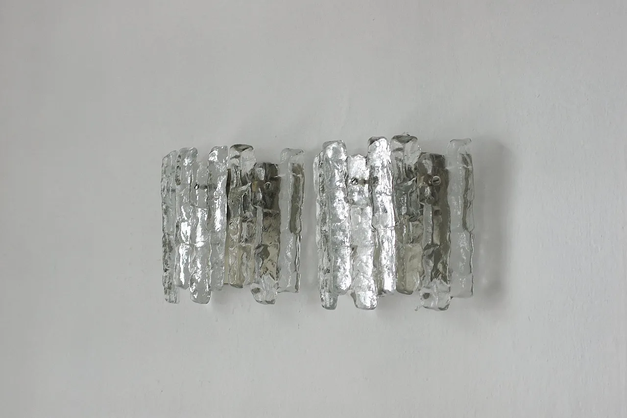 Pair of glass wall lamps by JT Kalmar for Kalmar, 1970s 2