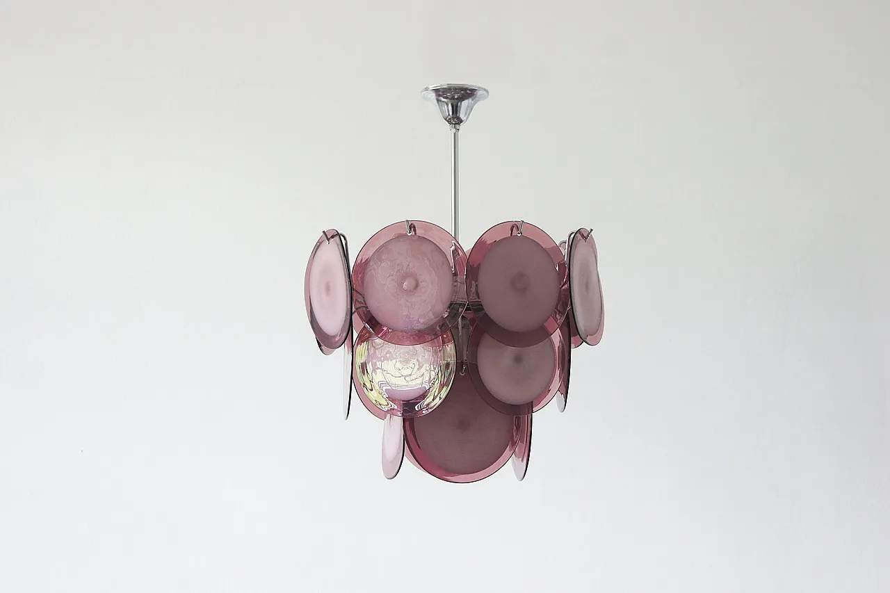 Chandelier with Murano discs class by AV Mazzega, 1970s 1