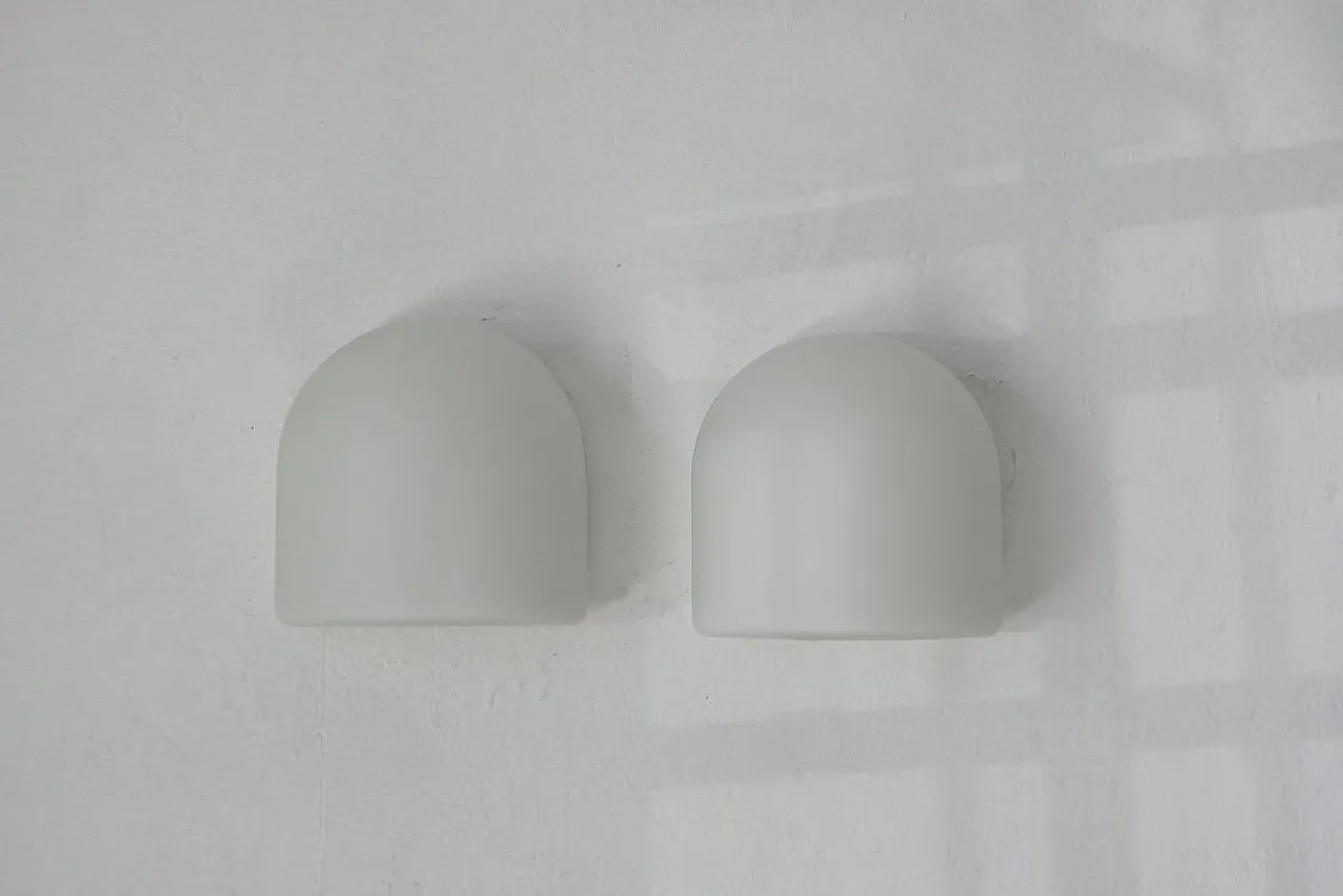 Pair of opaline glass wall lights by Staff Leuchten, 1960s 2