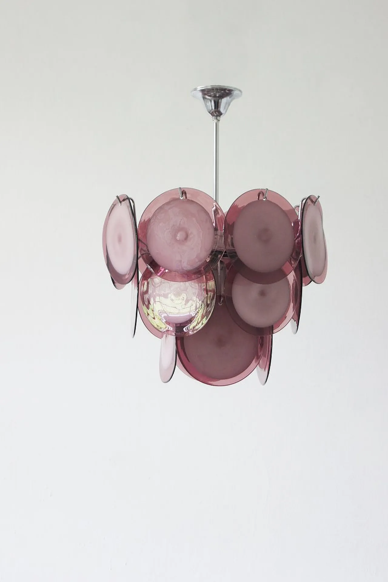 Chandelier with Murano discs class by AV Mazzega, 1970s 2