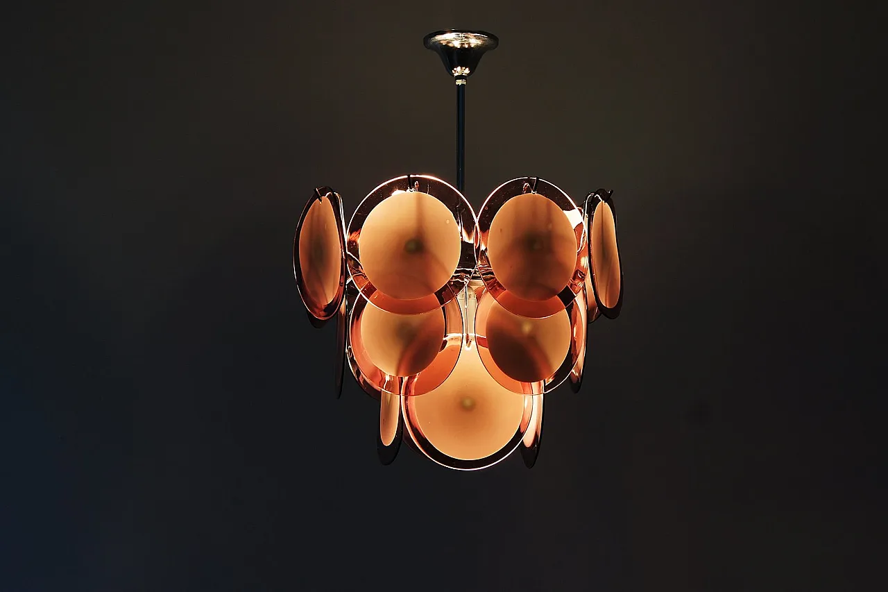 Chandelier with Murano discs class by AV Mazzega, 1970s 4