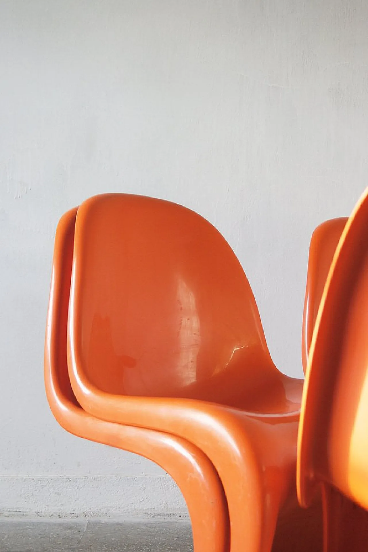 4 Sedie Panton arancioni di Verner Panton per Herman Miller, anni '70 4