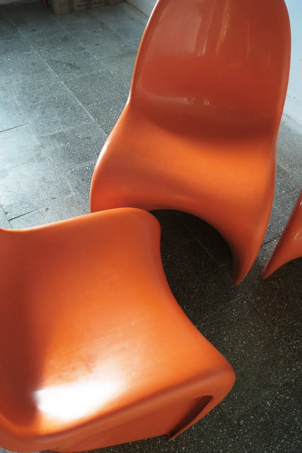 4 Sedie Panton arancioni di Verner Panton per Herman Miller, anni '70 7