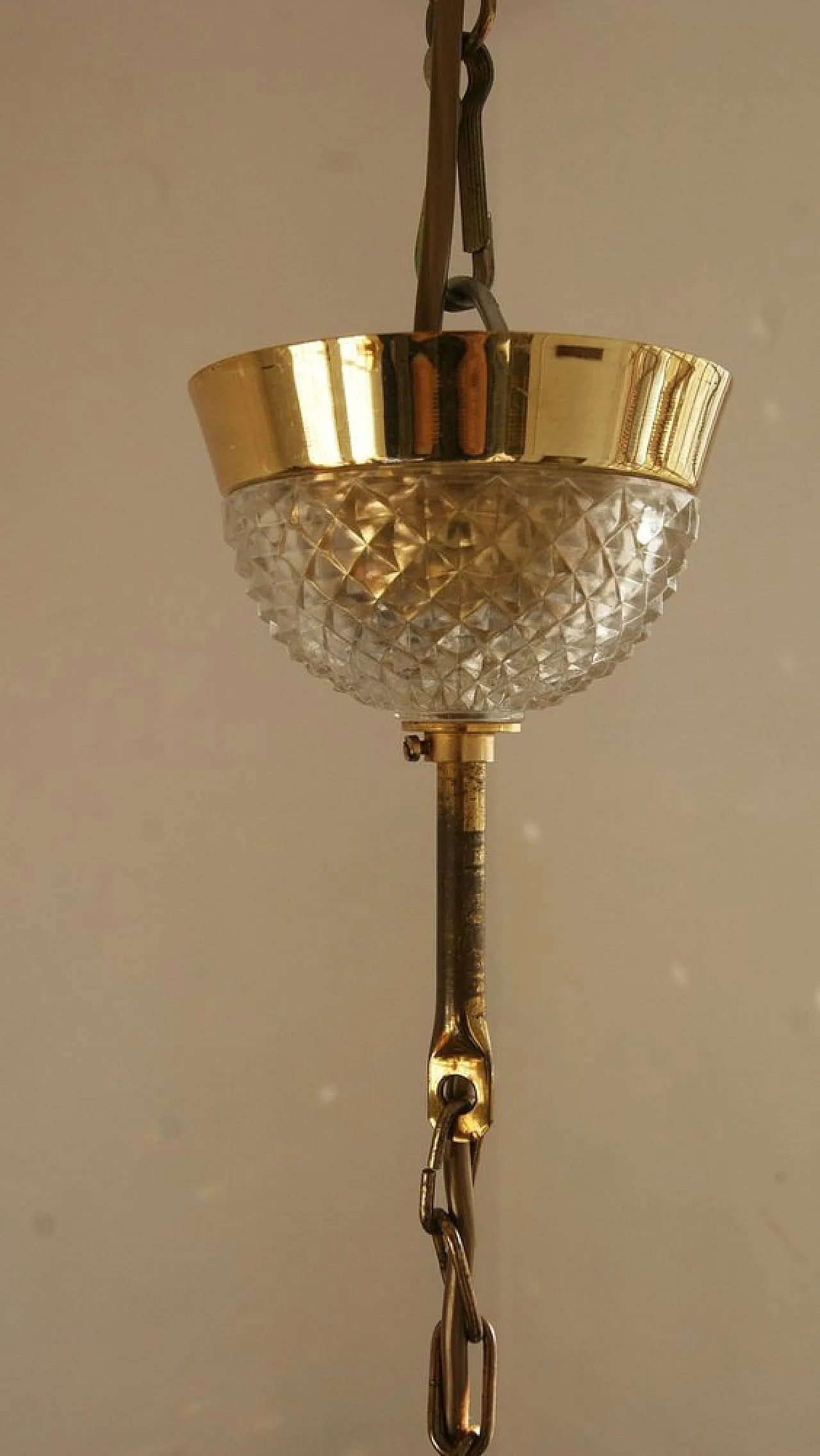 Brass and crystal lamp by Christoph Palme for Palwa, 1970s 5