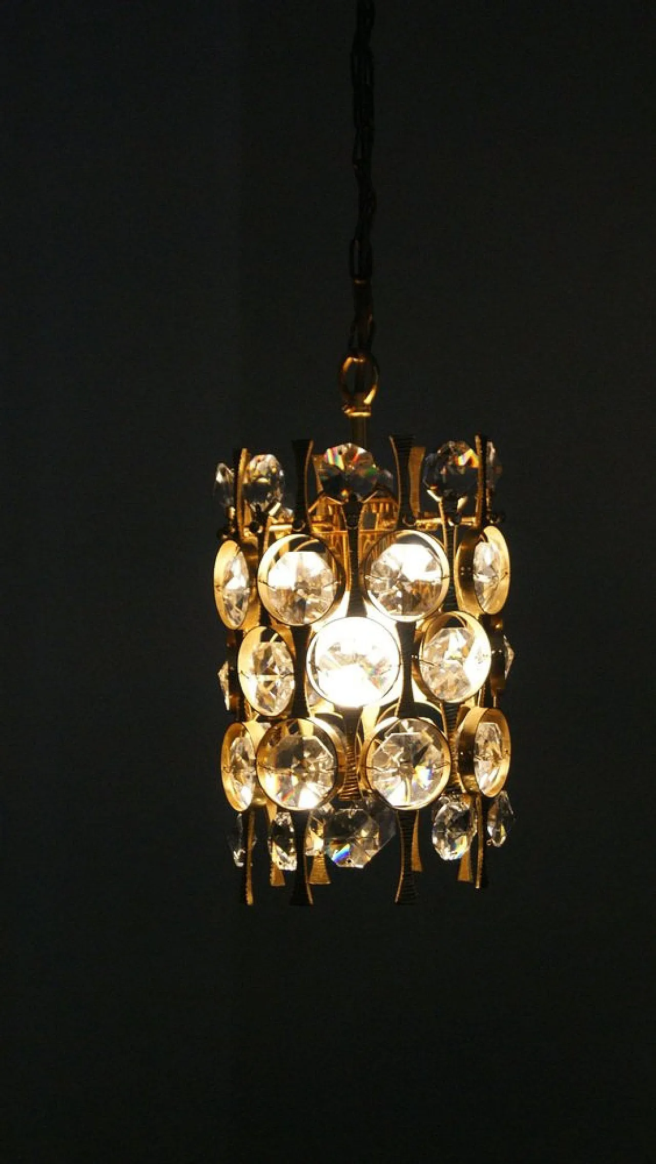 Brass and crystal lamp by Christoph Palme for Palwa, 1970s 6