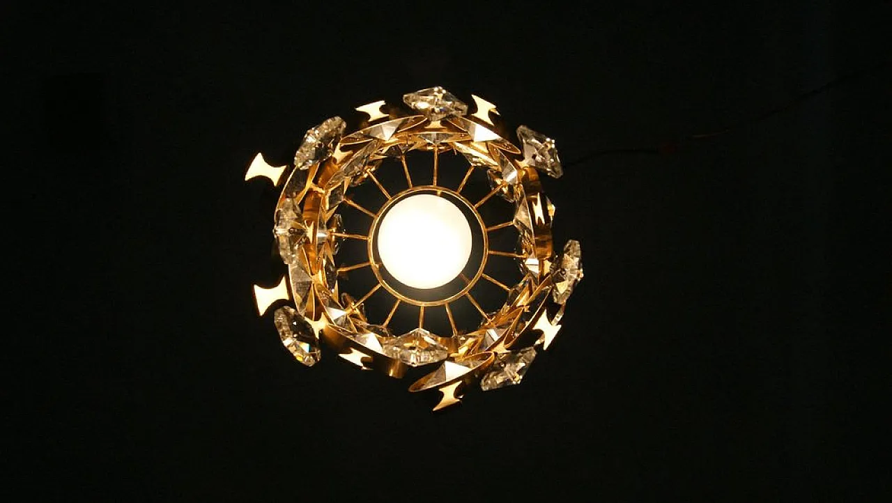 Brass and crystal lamp by Christoph Palme for Palwa, 1970s 8