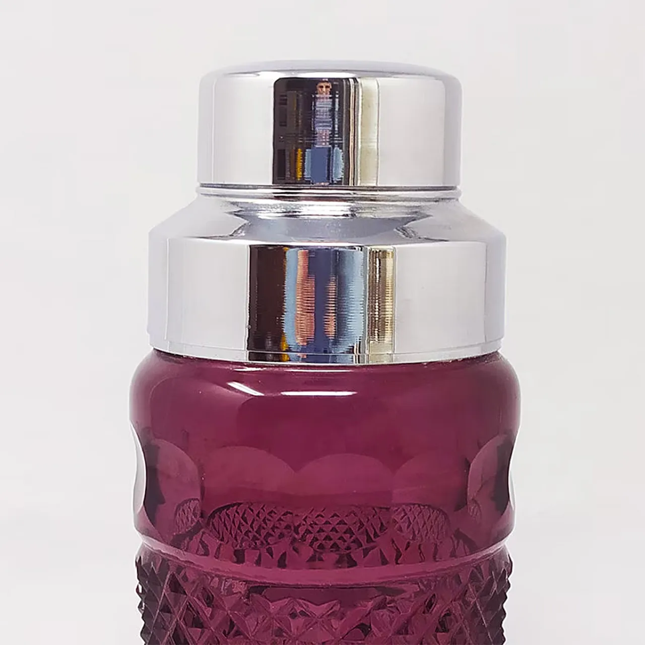 Purple Bohemian cut glass cocktail shaker, 1960s 5