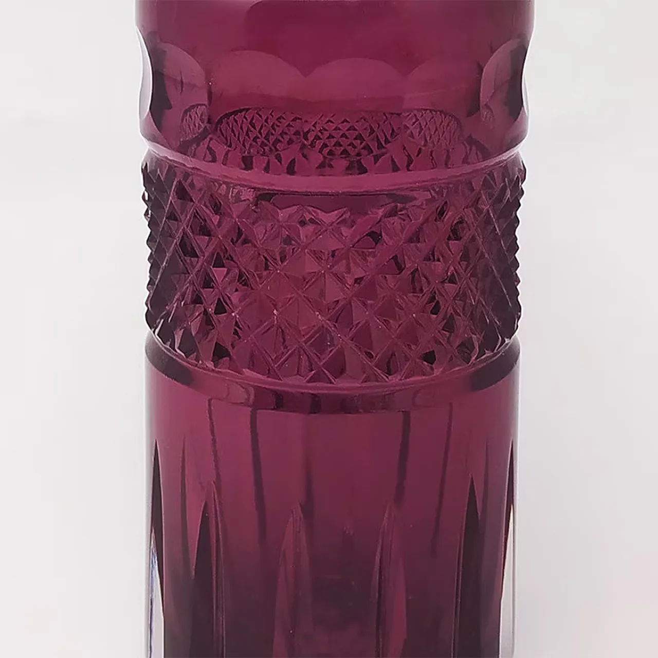 Purple Bohemian cut glass cocktail shaker, 1960s 6