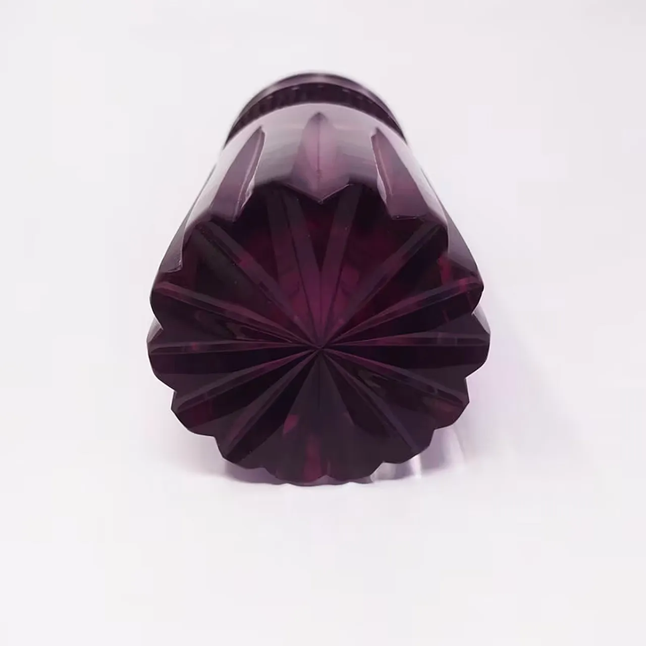 Purple Bohemian cut glass cocktail shaker, 1960s 8