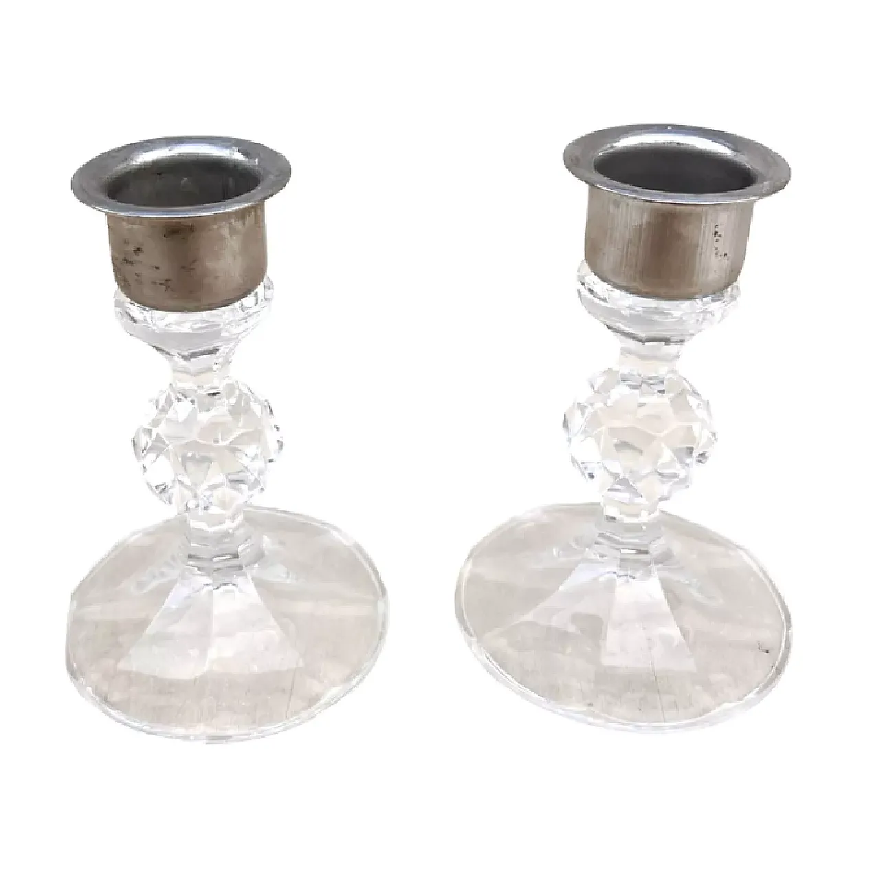 Pair of crystal candlesticks by Crystalex, 1980s 4