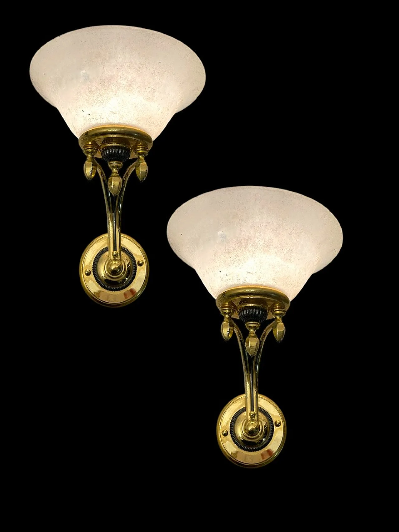 Pair of brass Murano glass sconces, 1970s 4