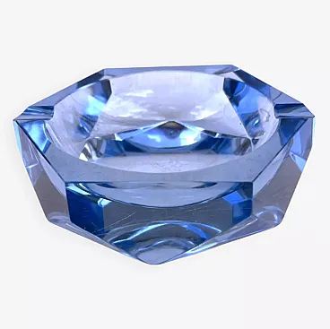 Blue crystal ashtray by Crystalex Novy Bor, 1970s