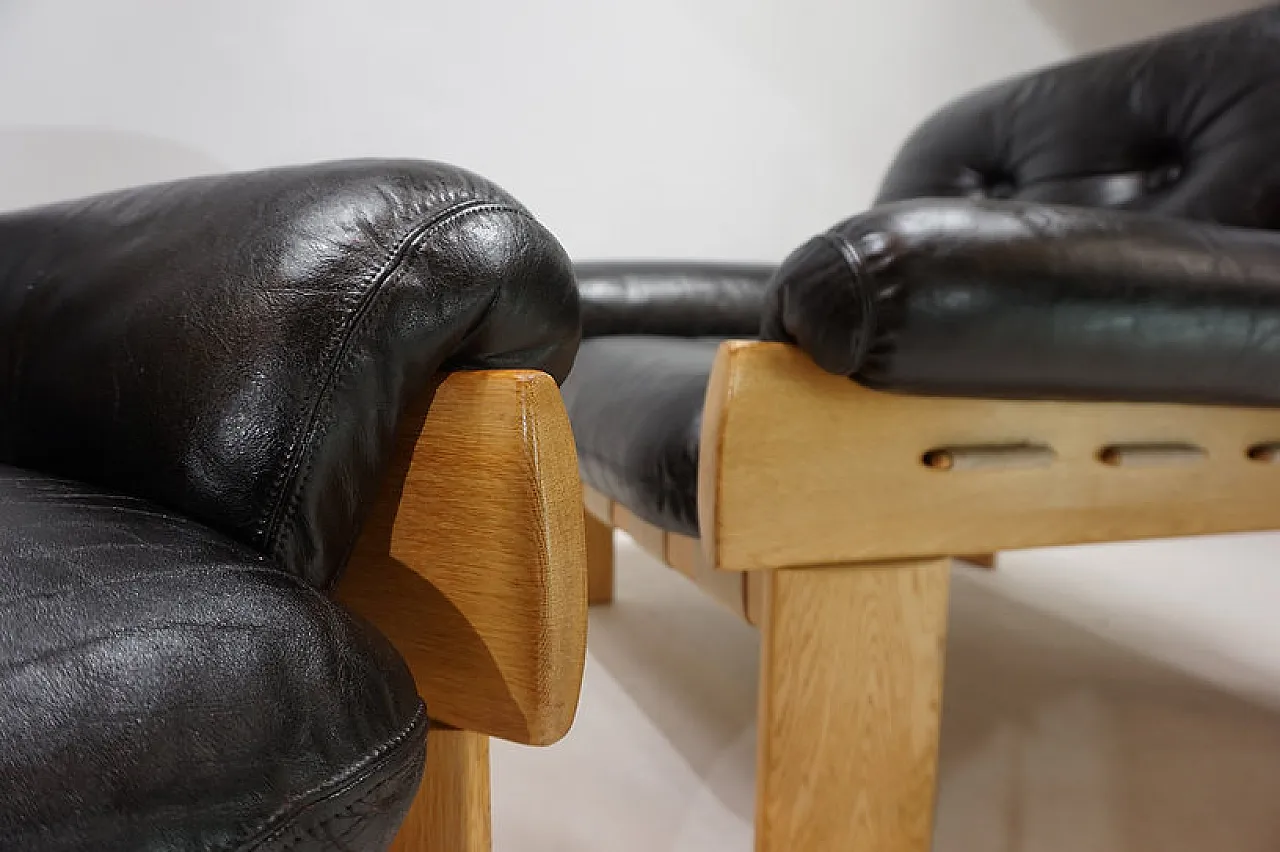 Pair of Asko Oy Africa leather armchairs by Esko Pajamies, 1980s 6