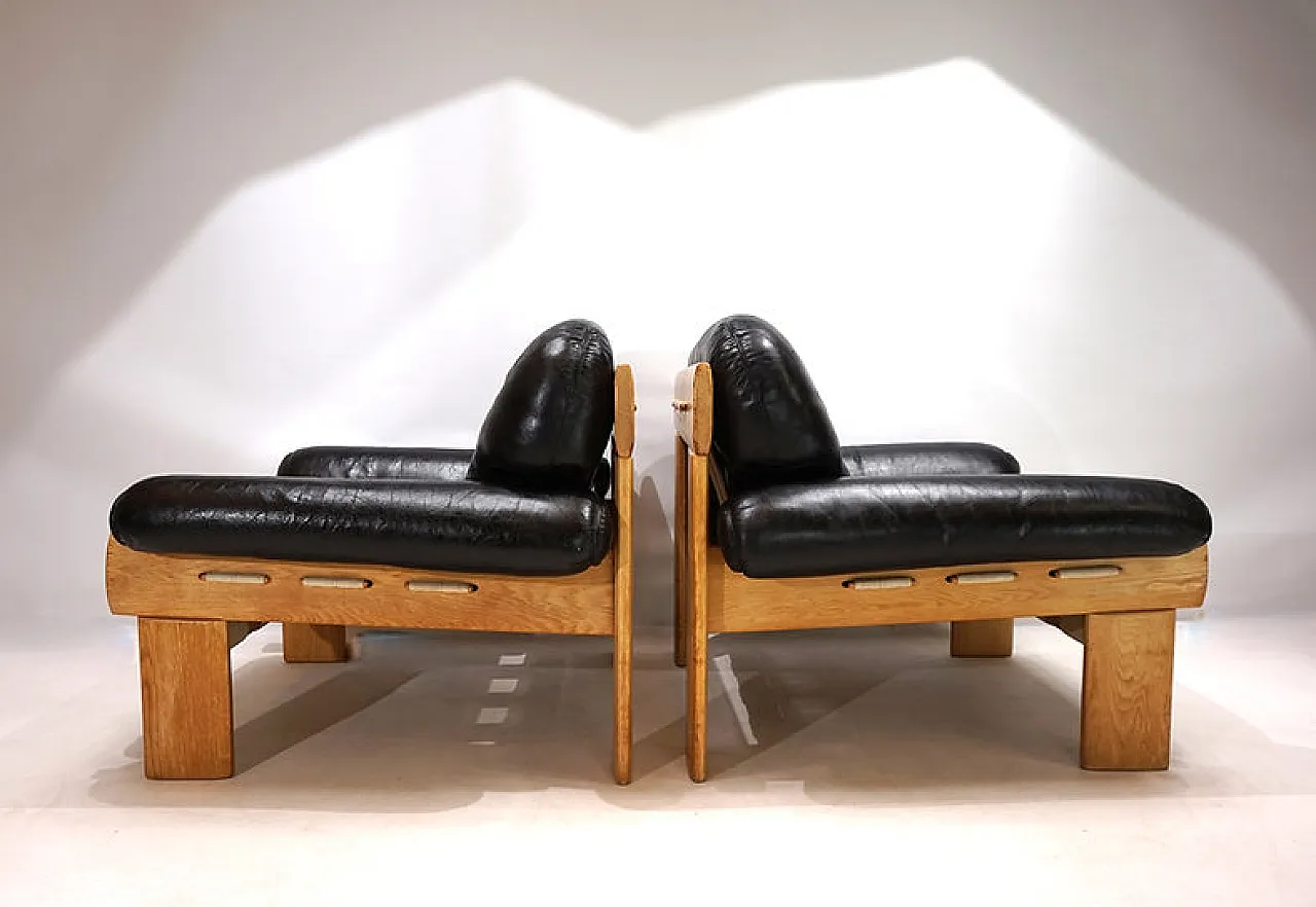 Pair of Asko Oy Africa leather armchairs by Esko Pajamies, 1980s 9