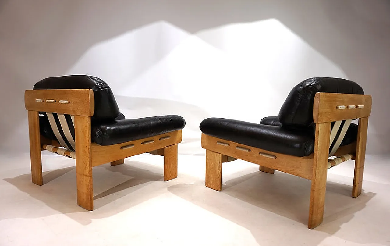 Pair of Asko Oy Africa leather armchairs by Esko Pajamies, 1980s 13