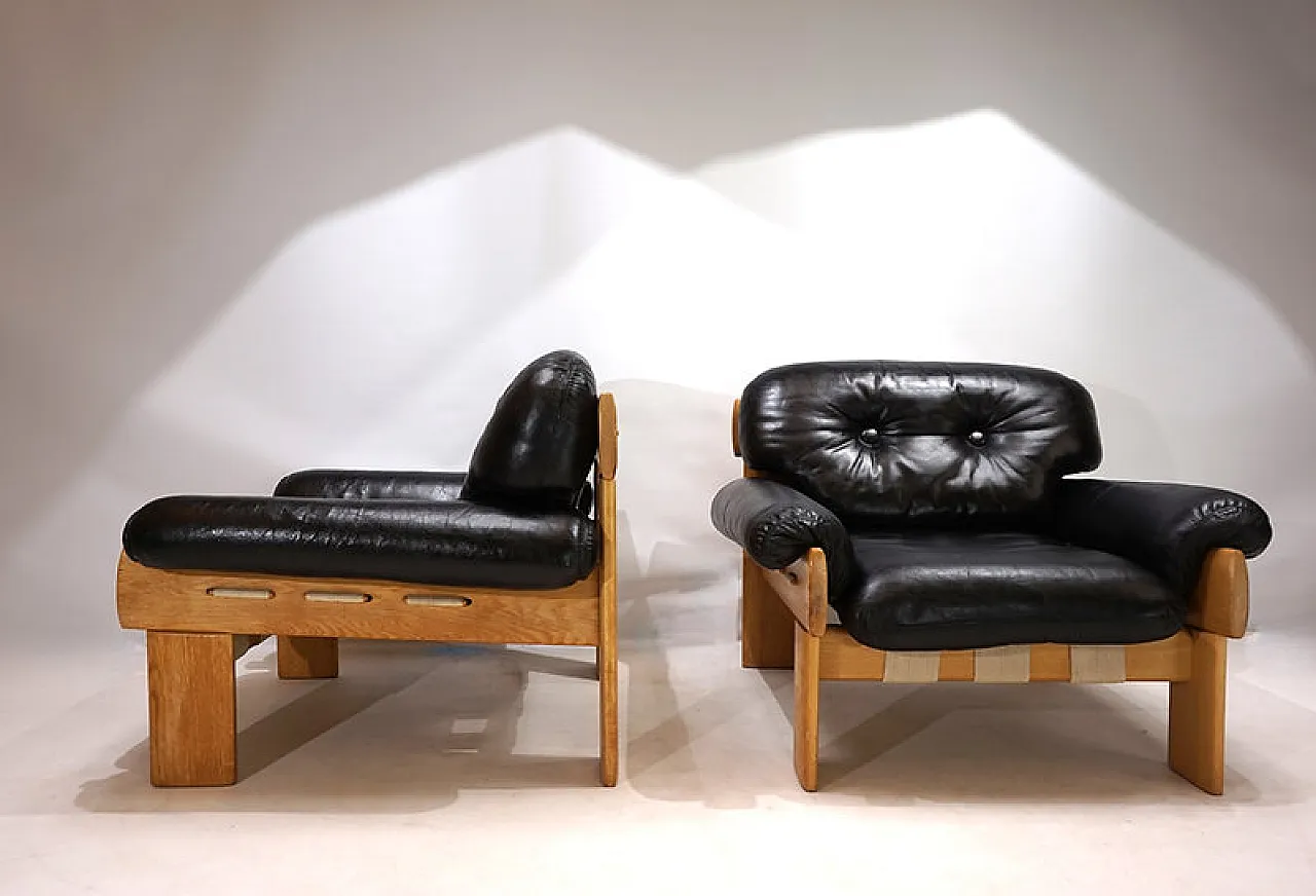 Pair of Asko Oy Africa leather armchairs by Esko Pajamies, 1980s 15