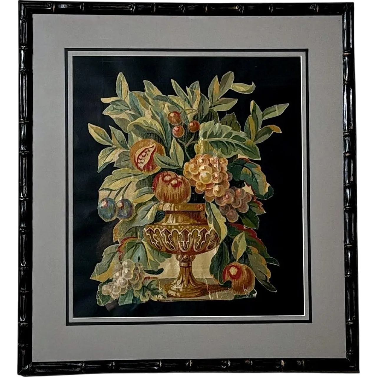 Oil on canvas cutout painting with wood frame, 18th century 18