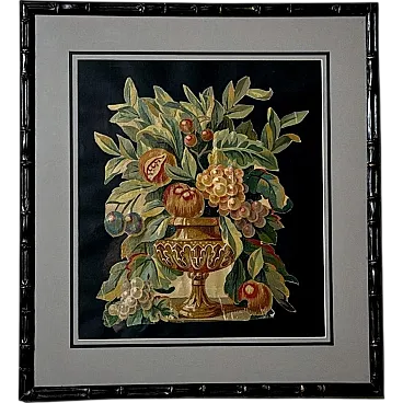 Oil on canvas cutout painting with wood frame, 18th century