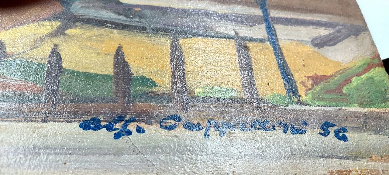 Paesaggio, olio su tela di Alfiero Cappellini, anni '50 8