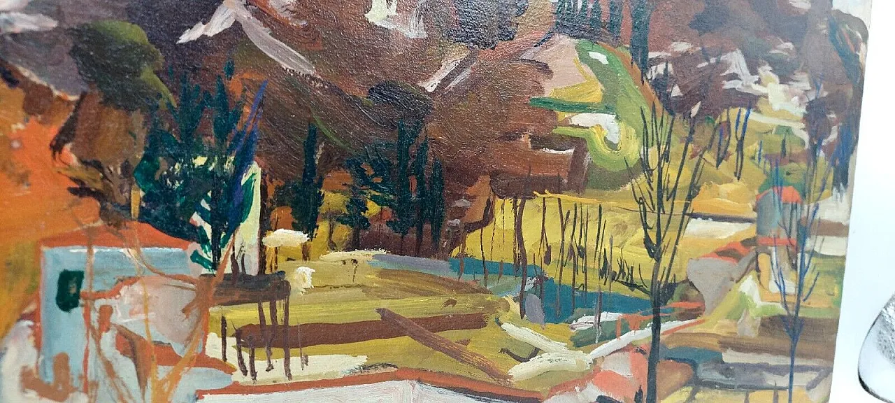 Paesaggio, olio su tela di Alfiero Cappellini, anni '50 9