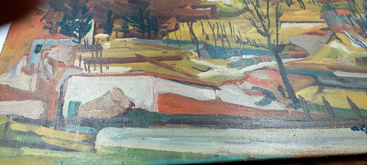 Paesaggio, olio su tela di Alfiero Cappellini, anni '50 10