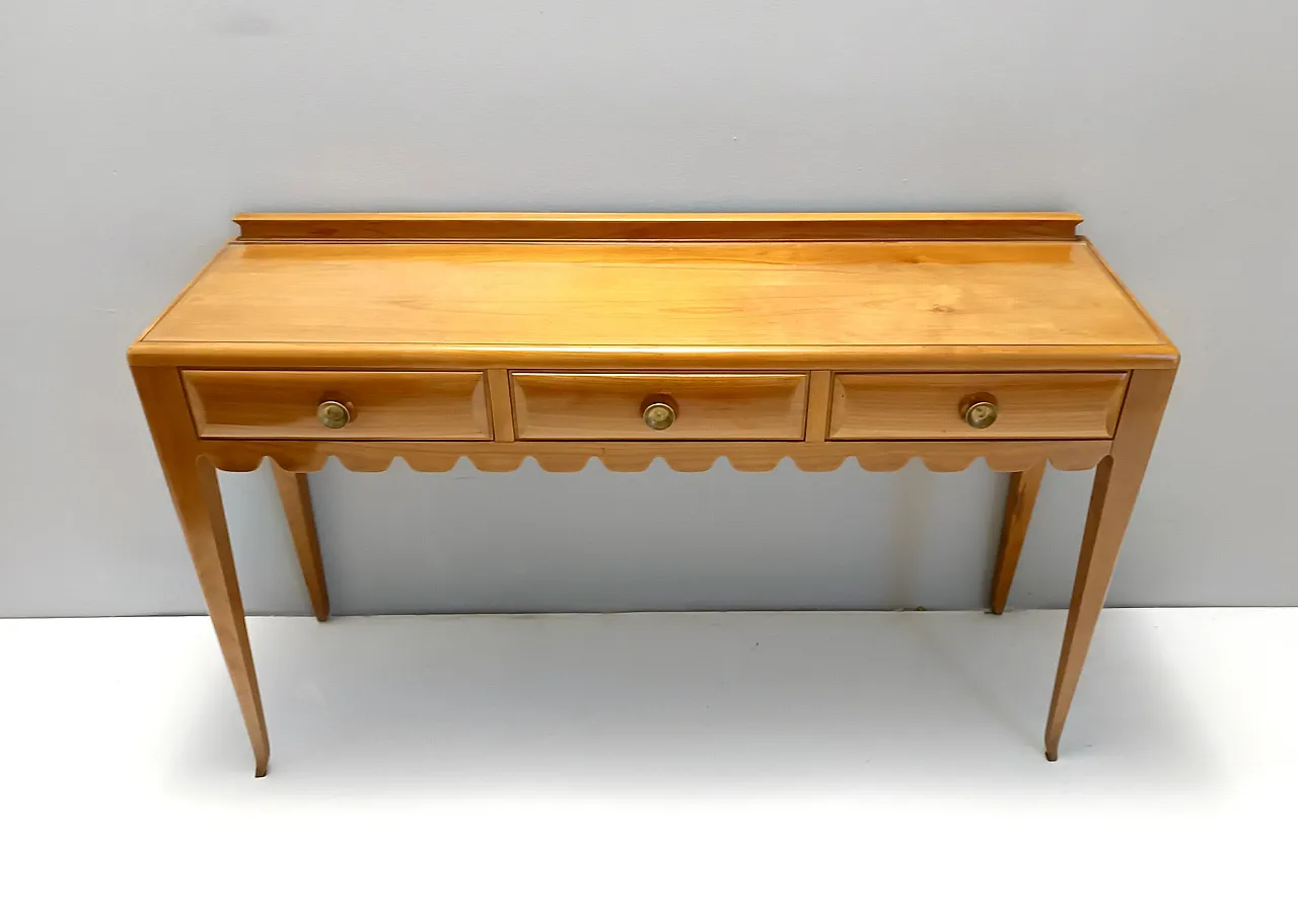 Console table by Paolo Buffa in cherrywood with glass top, 50s 6