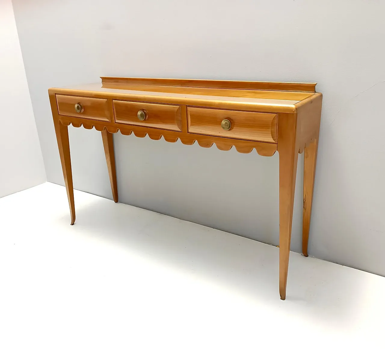 Console table by Paolo Buffa in cherrywood with glass top, 50s 7