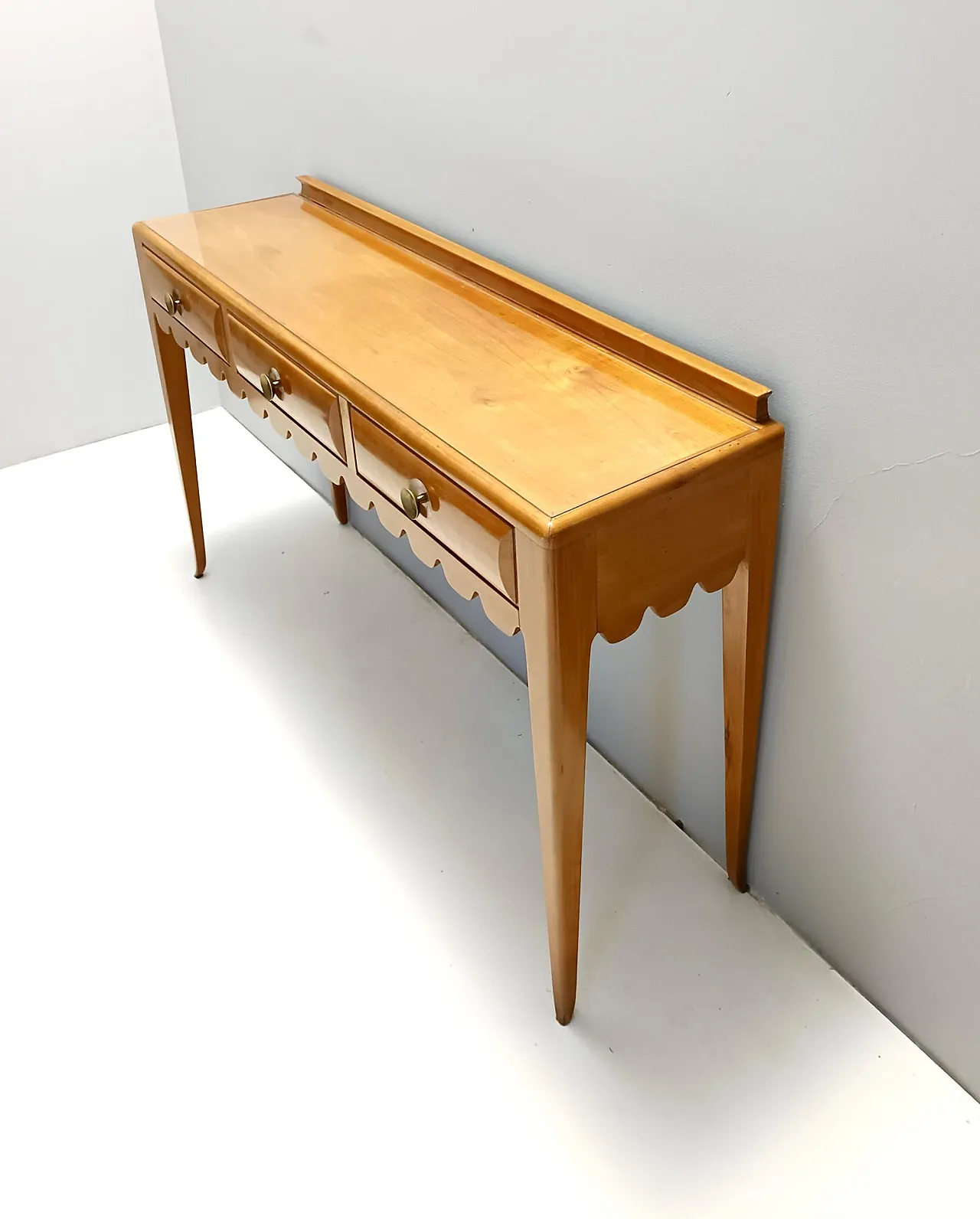 Console table by Paolo Buffa in cherrywood with glass top, 50s 10