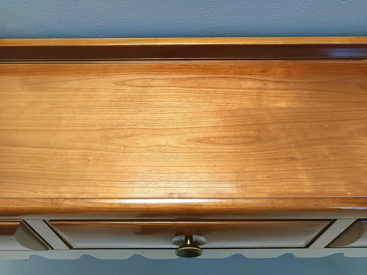 Console table by Paolo Buffa in cherrywood with glass top, 50s 12