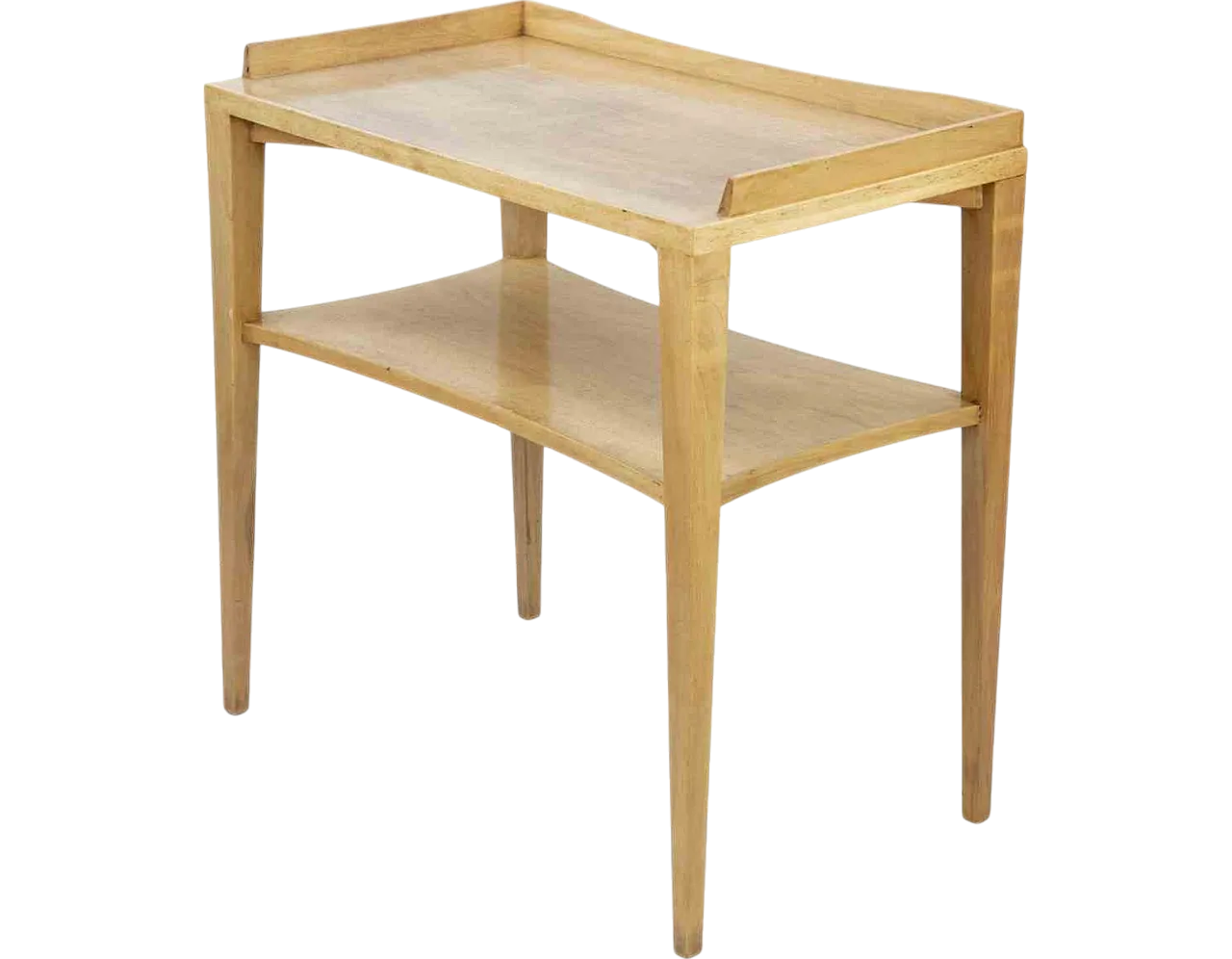 Wood side table with two shelves, 1940s-1950s 8