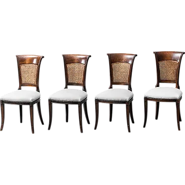 4 chairs in eco-leather, wood and Vienna straw, 1950s