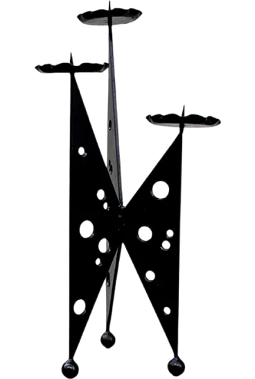Portacandele in ferro battuto in stile brutalista, anni '70
