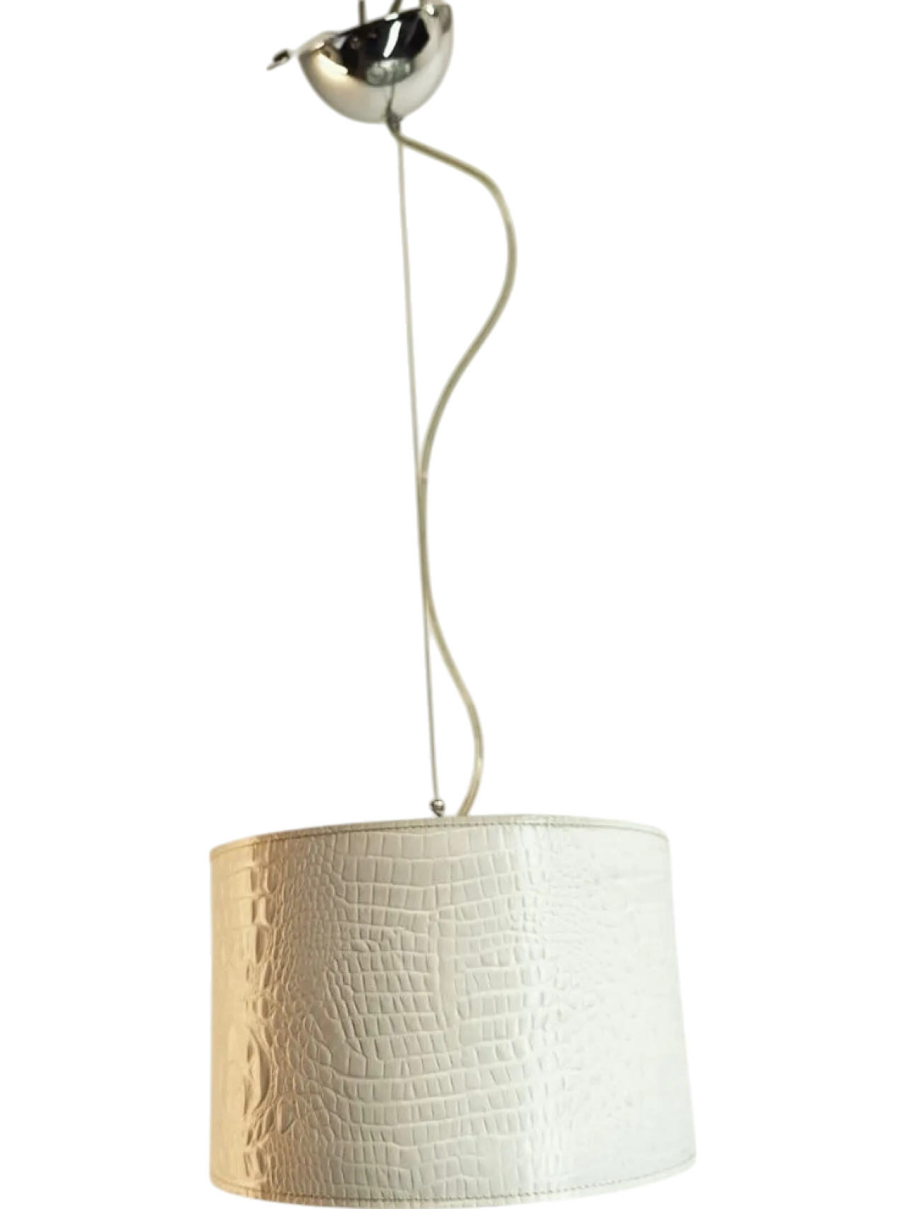 White leather pendant lamp, 1990s 15