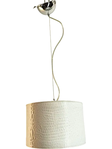 White leather pendant lamp, 1990s