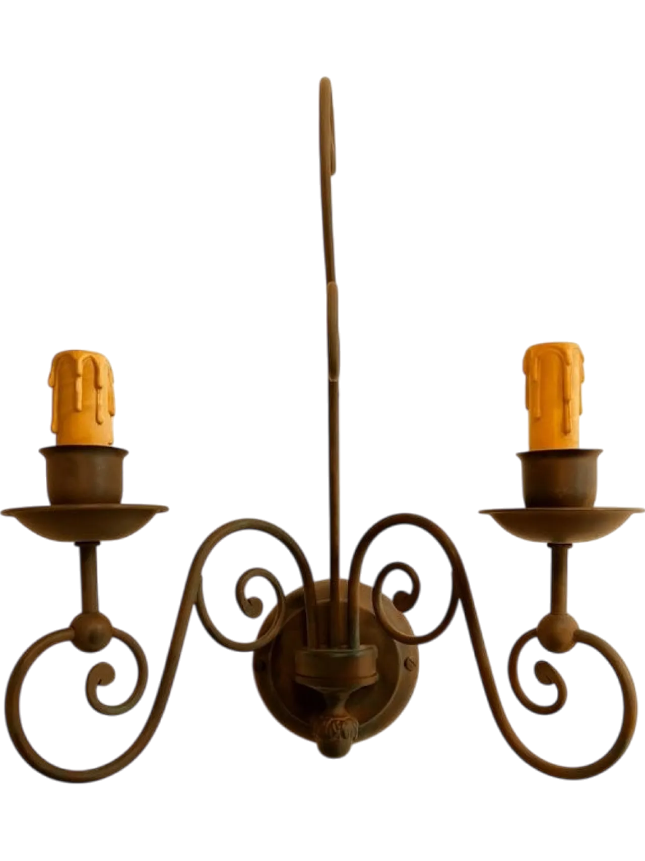 2 light wrought iron wall light, 1980s 9