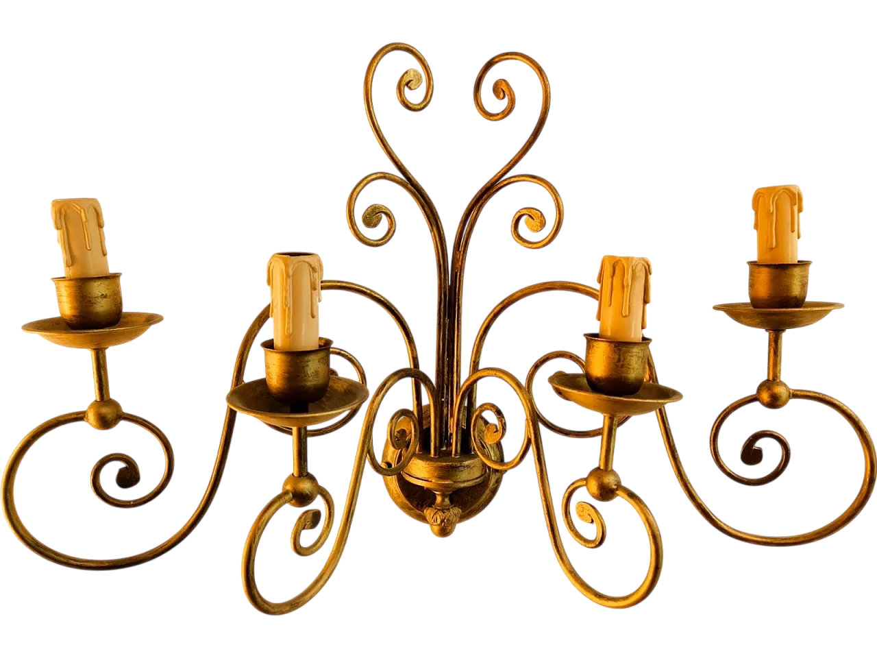 4-light wrought iron wall light, 1980s 19