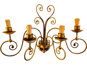 4-light wrought iron wall light, 1980s