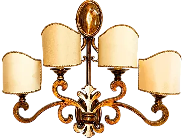 Brass wall sconce with scrolls, 1970s