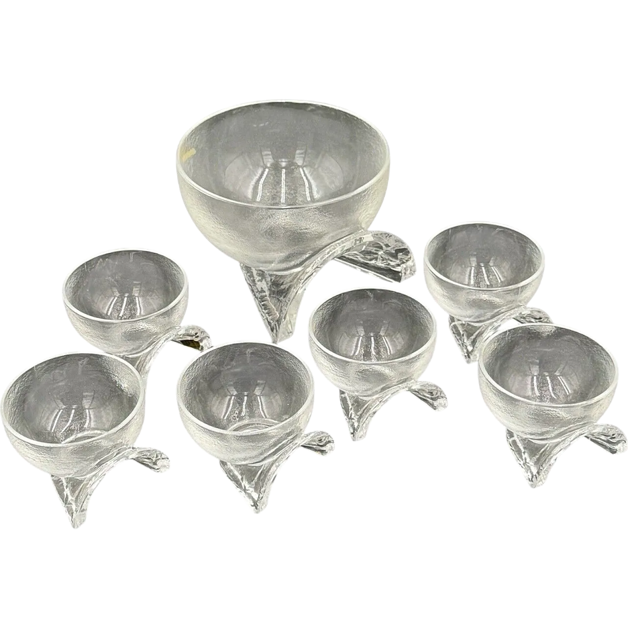 7 Crystal bowls by Taddei Sestini for Kristall Krisla, 1970s 11