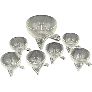 7 Crystal bowls by Taddei Sestini for Kristall Krisla, 1970s