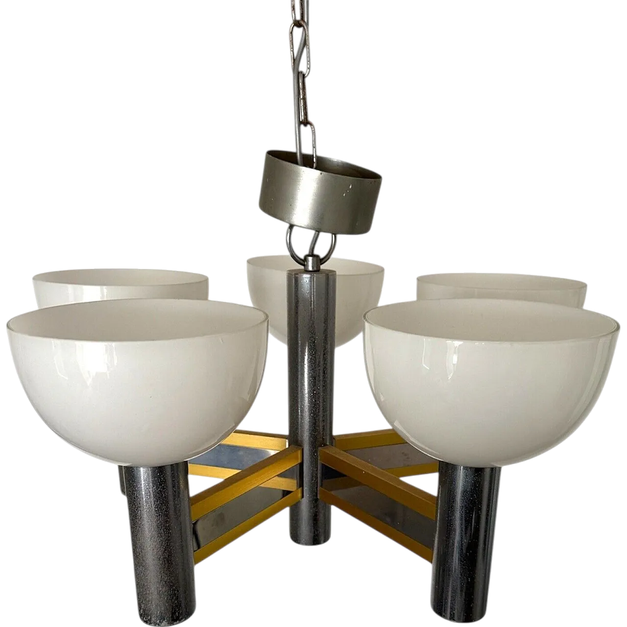 Geometric 5-light chandelier by Gaetano Sciolari, 1970s 15